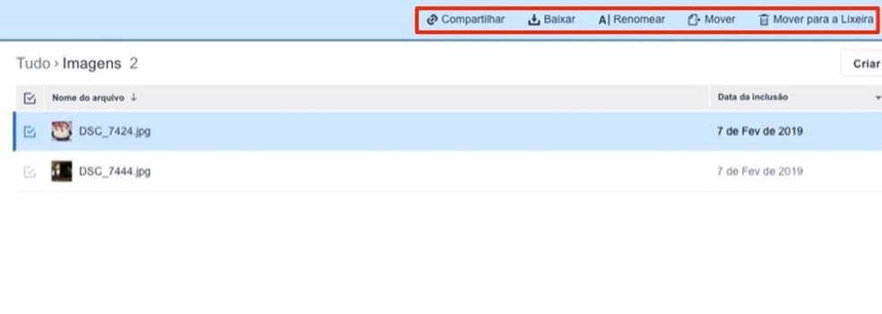 Ações para editar um arquivo armazenado em uma pasta do serviço online Amazon Drive — Foto: Reprodução/Marvin Costa