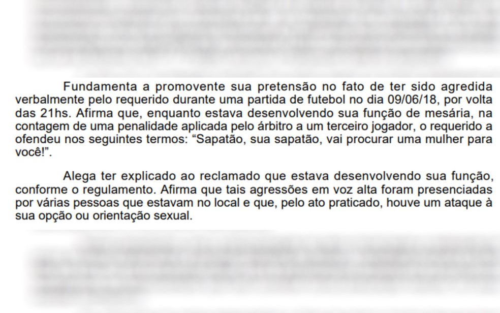 Parte da decisão a favor da mesária após frases homofóbicas, em Goiânia — Foto: Reprodução/TJGO