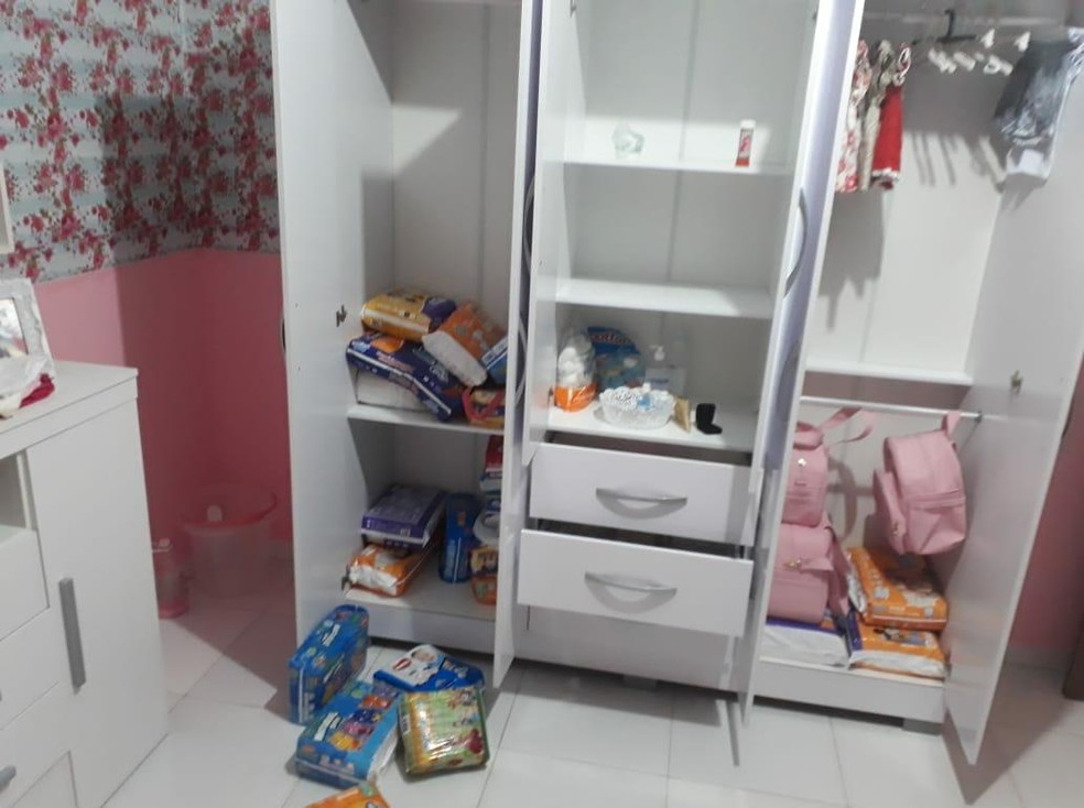 Enxoval de bebê foi levado em arrastão a casa em Extremoz, na região metropolitana de Natal — Foto: Cedida