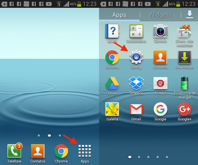 Caminho para acessar as configurações do Android no Galaxy Wins Duos (Foto: Reprodução/Marvin Costa)