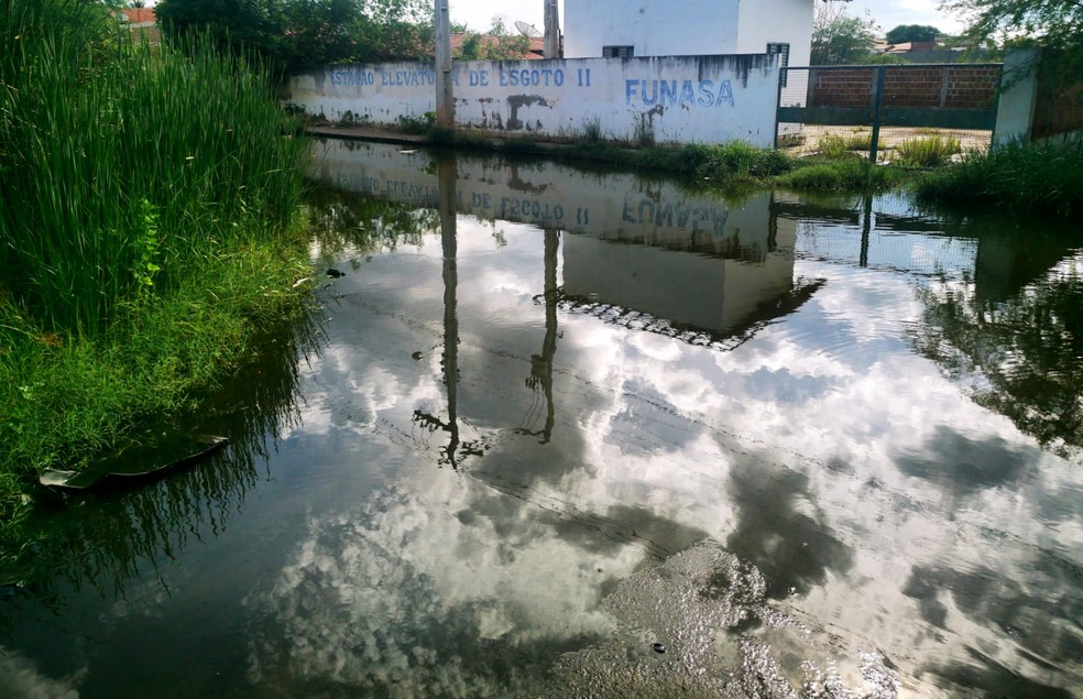 Após chuvas, bueiro transborda e esgoto polui lagoa em São Raimundo Nonato, no Piauí — Foto: André Pessoa/ Reprodução