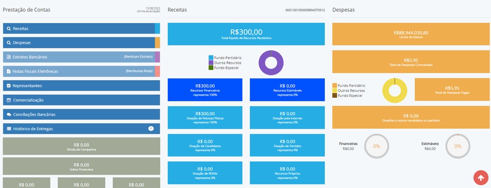 Site do TSE mostra outros dados, como prestação de contas da candidatura — Foto: Reprodução/Rodrigo Fernandes