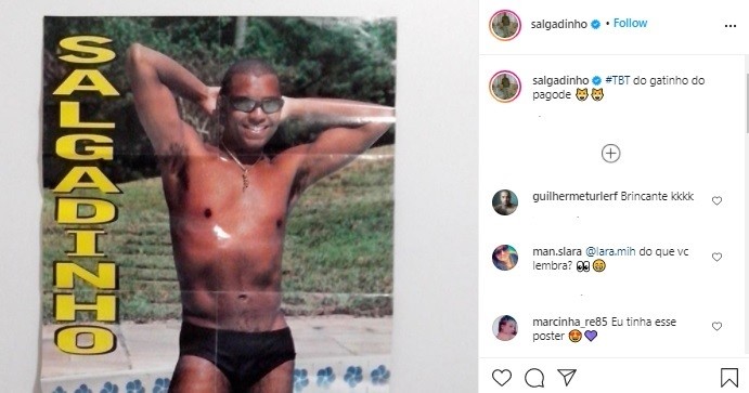 Salgadinho compartilha foto dos anos 90, quando despontou no pagode (Foto: Reprodução/Instagram)