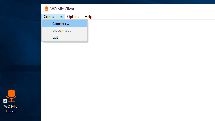 Acessando a opção de conexão do app Wo Mic no Windows (Foto: Reprodução/Edivaldo Brito)