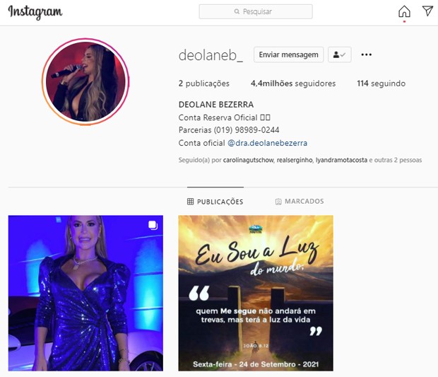 Deolane Bezerra criou perfil reserva na web (Foto: Reprodução/Instagram)