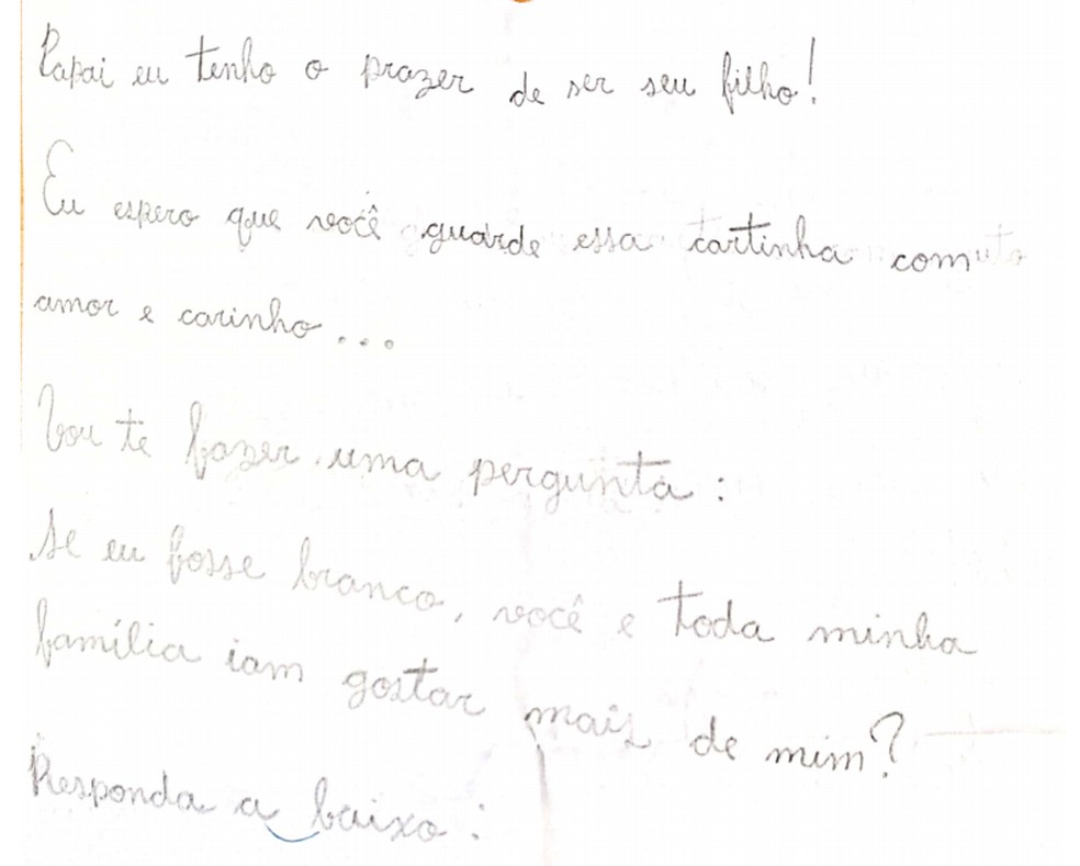 Mensagem de Guilherme para o pai  — Foto: Arquivo Pessoal / Divulgação