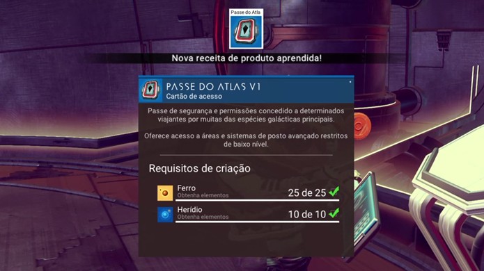 Com a planta recebida do Gek você poderá criar seu Atlas Pass em No Mans Sky (Foto: Reprodução/Rafael Monteiro)