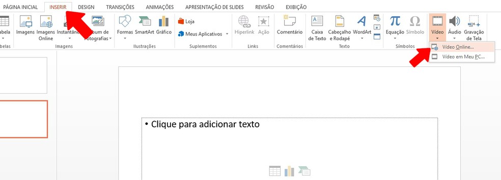 Adicione vídeos online nas apresentações de slide do PowerPoint (Foto: Reprodução/Rodrigo Fernandes)