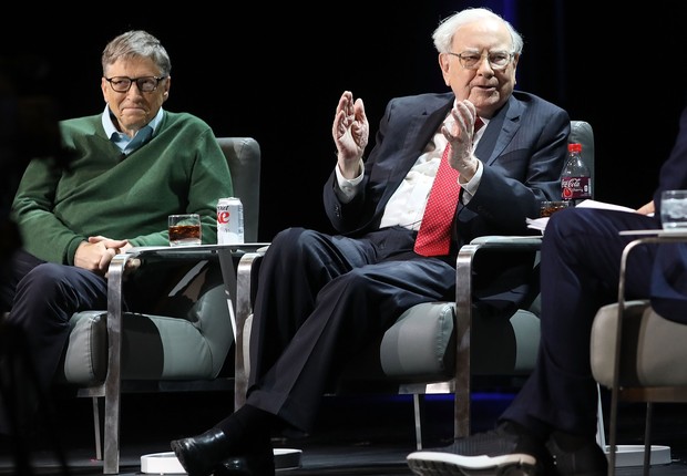 Bill Gates e Warren Buffett juntos em evento em 2017 (Foto: Spencer Platt/Getty Images)
