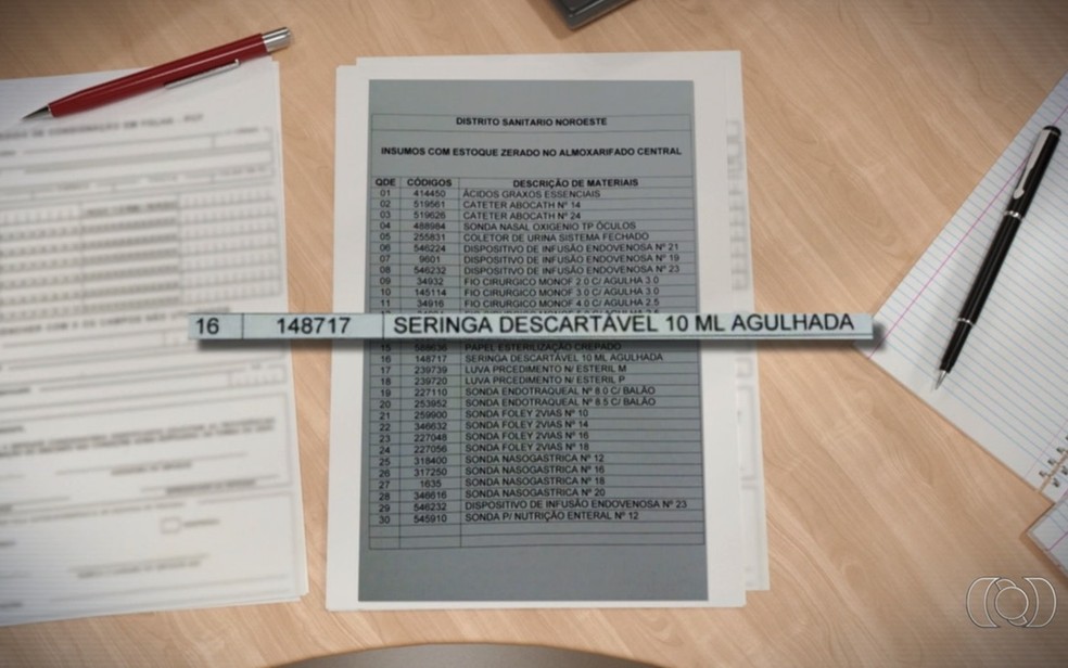 Insumos bÃ¡sicos, como seringas, estÃ£o em falta em unidades de saÃºde de GoiÃ¢nia (Foto: TV Anhanguera/ReproduÃ§Ã£o)