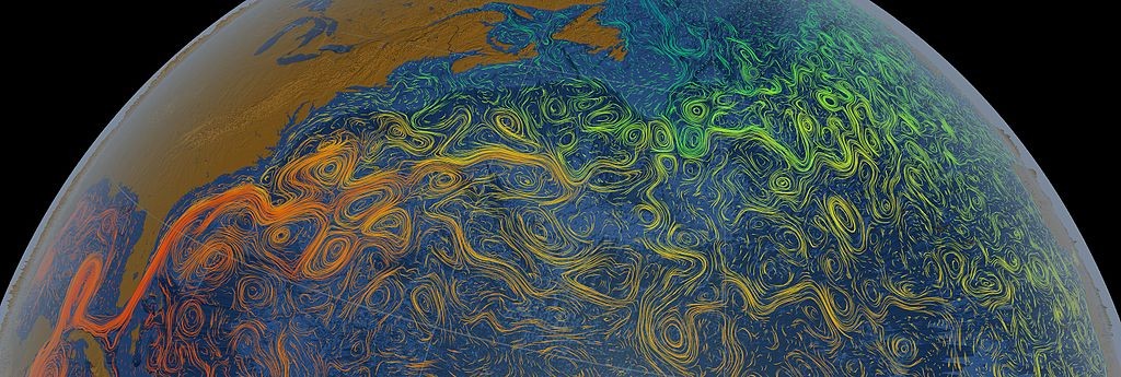 Visualização da Corrente do Golfo que se pelo norte do Oceano Atlântico (Foto: Greg Shirah/NASA Scientific Visualization Studio)
