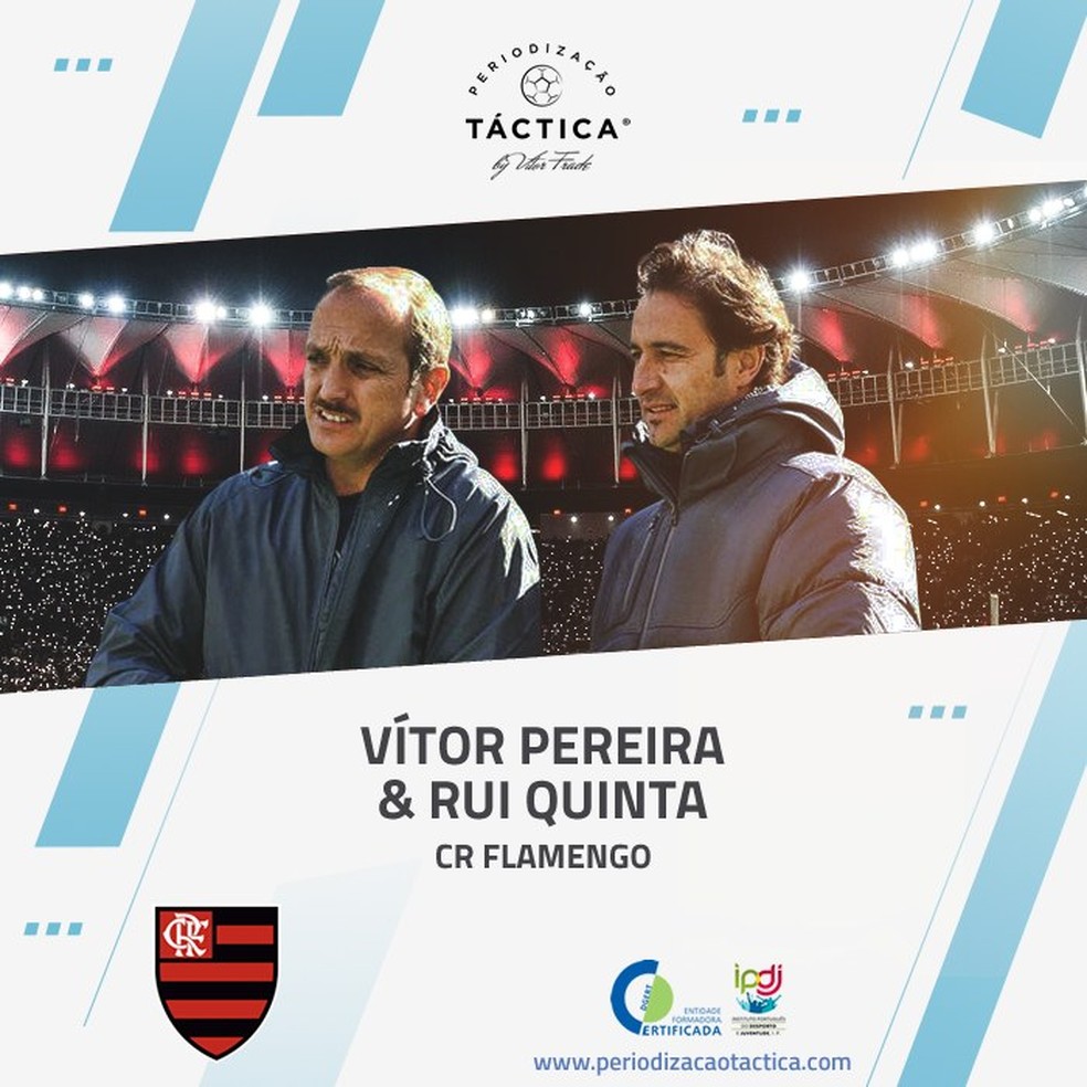 Curso "Periodiza&ccedil;&atilde;o T&aacute;ctica by Vitor Frade" parabenizou Rui Quinta pela parceria com V&iacute;tor Pereira  &mdash; Foto: Divulga&ccedil;&atilde;o