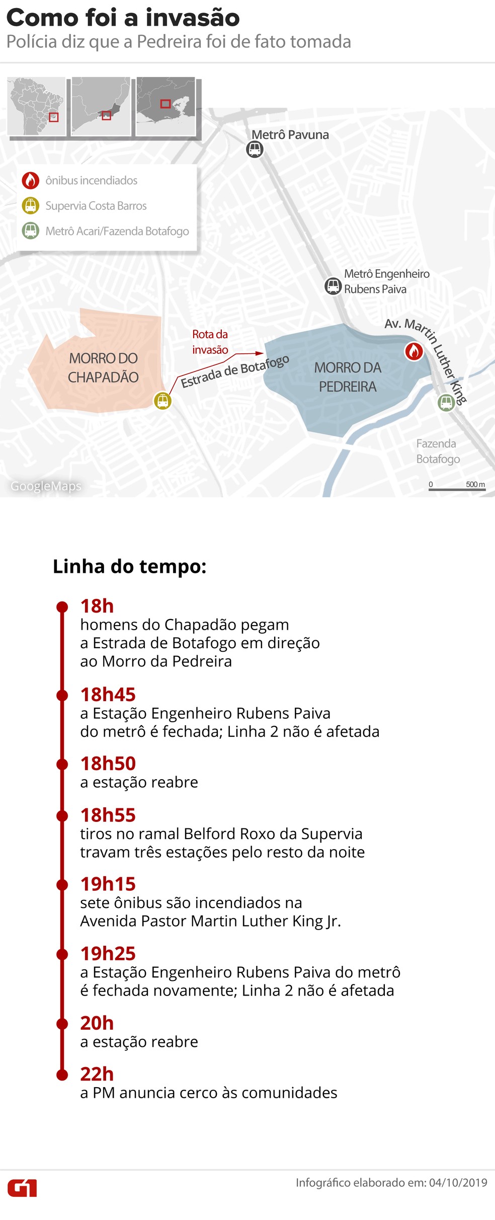 Mapa mostra como foi a invasão à Pedreira — Foto: Infografia: Wagner Magalhães/G1