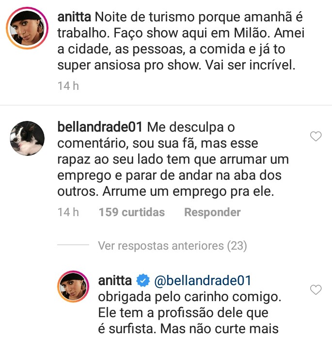 Anitta responde fã que criticou Scooby (Foto: Reprodução / Instagram)