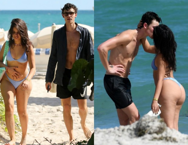 Camila Cabello e Shawn Mendes namoram em praia