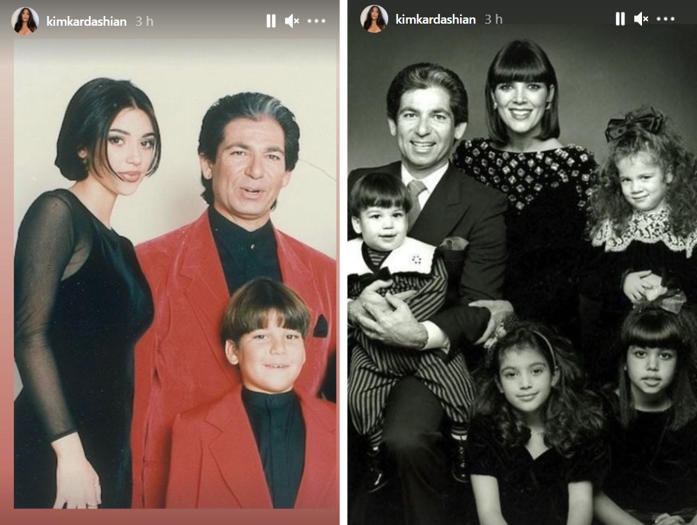 Kim Kardashian compartilhou fotos antigas com seu pai, o advogado Robert Kardashian (Foto: Reprodução / Instagram)