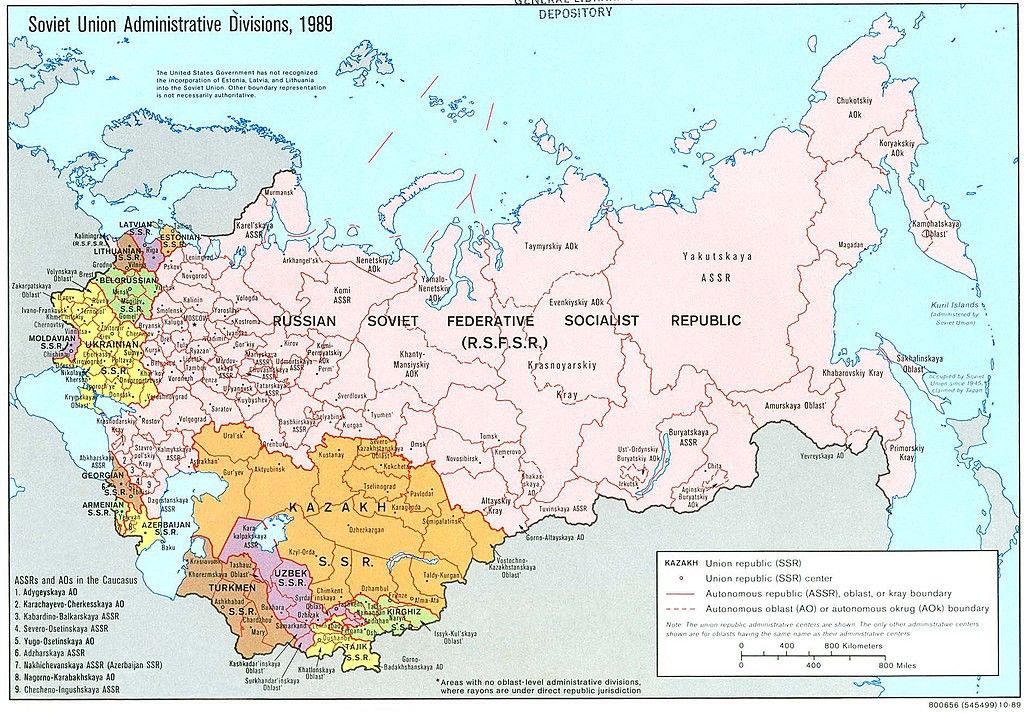 Mapa da União Soviética em 1989 (Foto: Wikimedia Commons)