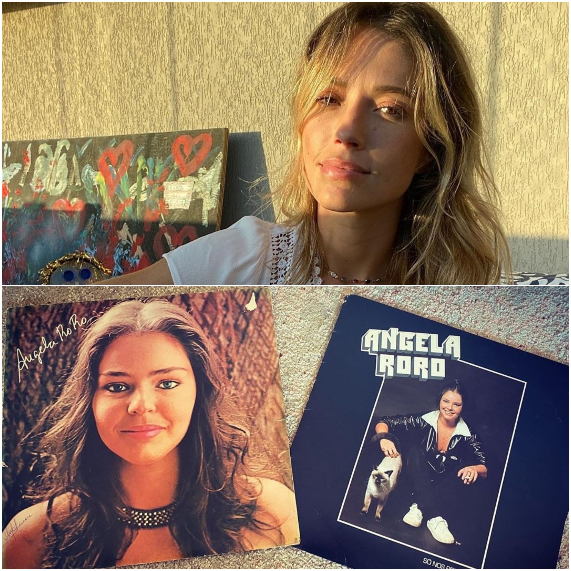 Juliana Didone e os discos de Angela Ro Ro (Foto: Reprodução/Instagram)