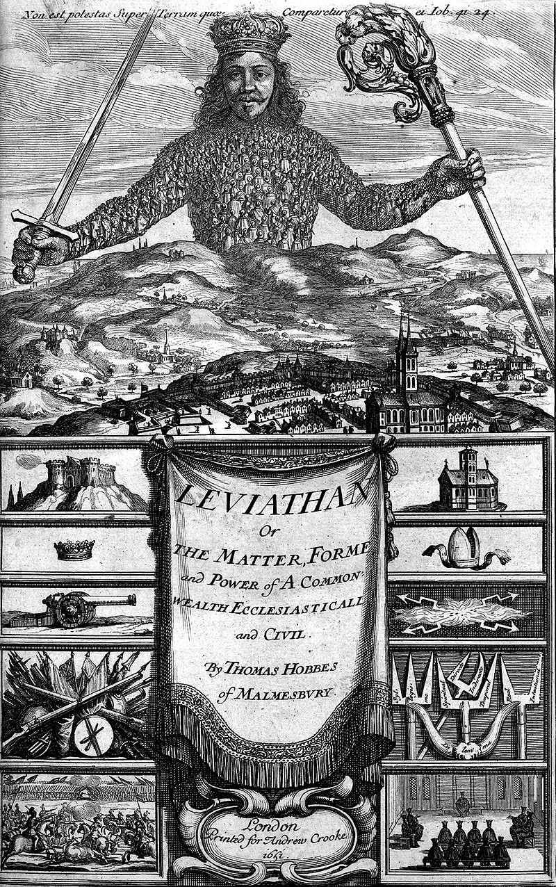 Capa do livro O Leviatã, de Thomas Hobbes (Foto: Reprodução/Wikimedia Commons)