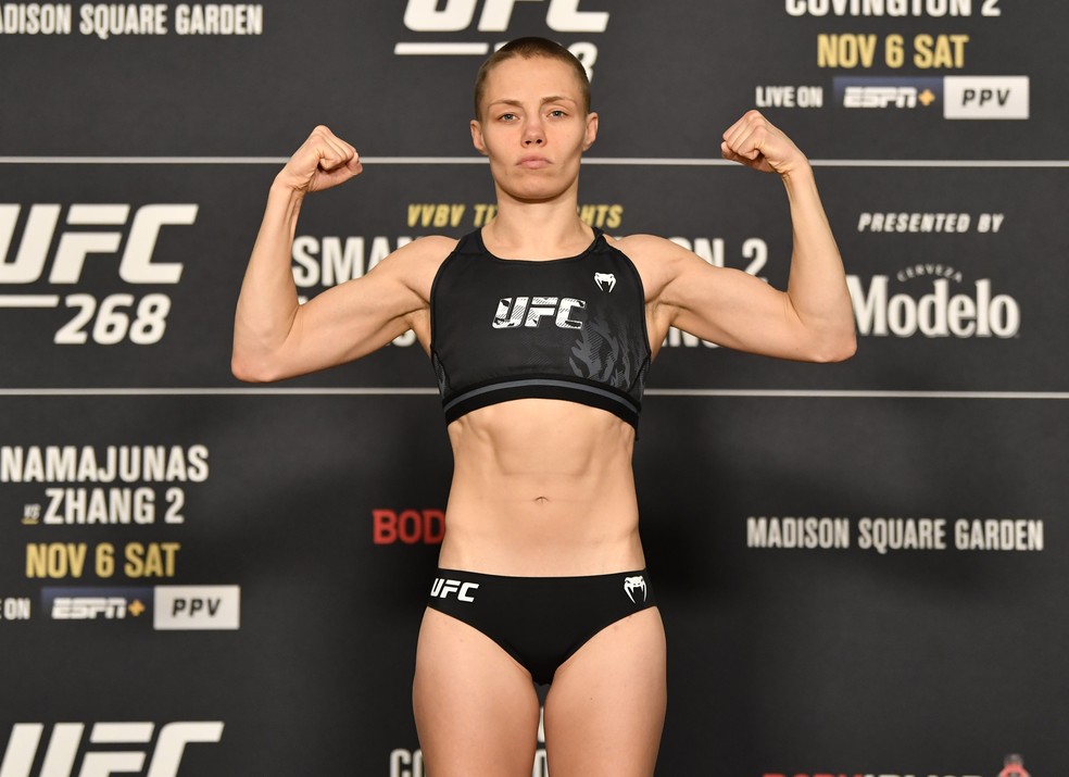 Rose Namajunas pesagem oficial UFC 268 — Foto: Getty Images