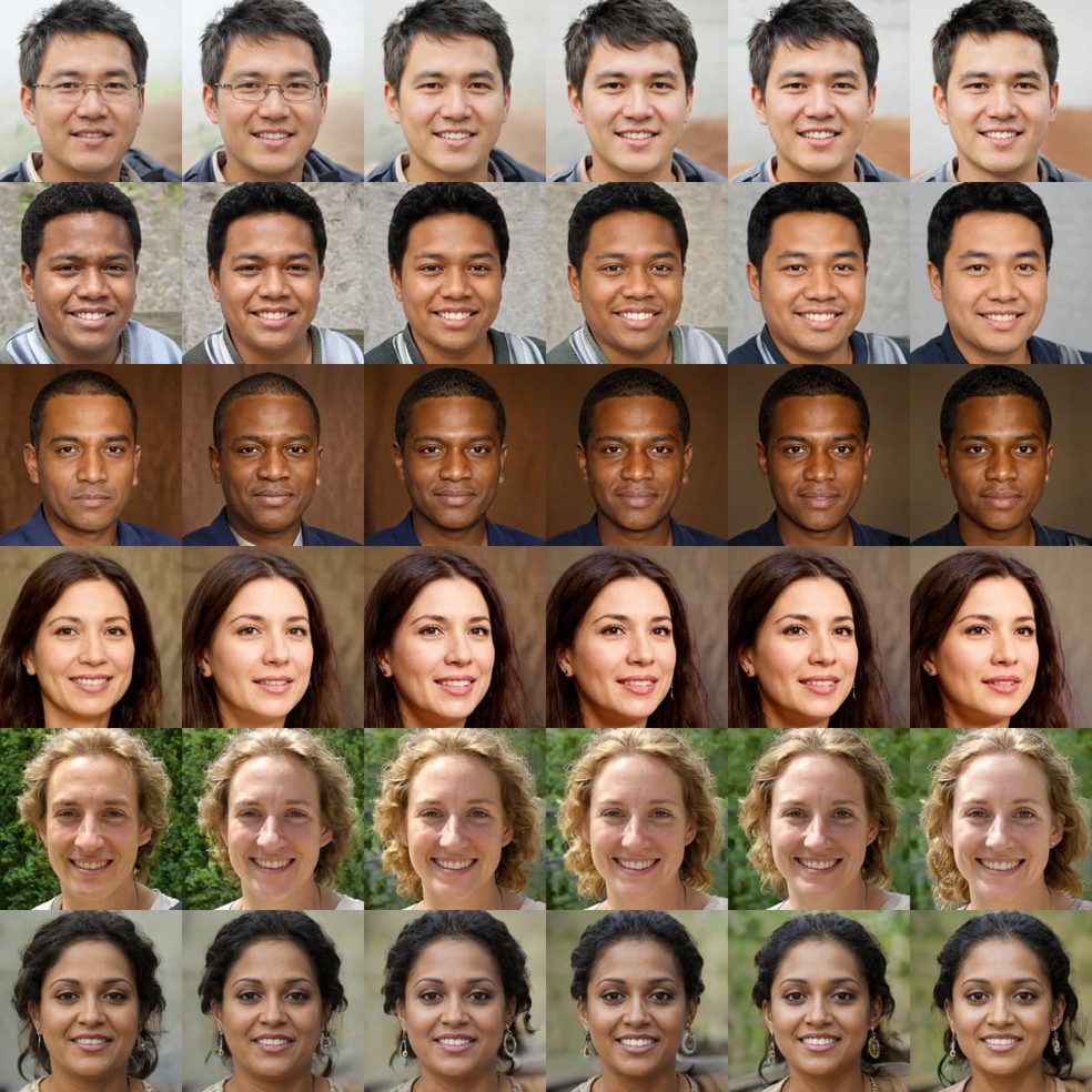 Algumas das imagens geradas por inteligência artificial que foram testadas pelo pesquisador — Foto: Bogdan Kulynych via GitHub