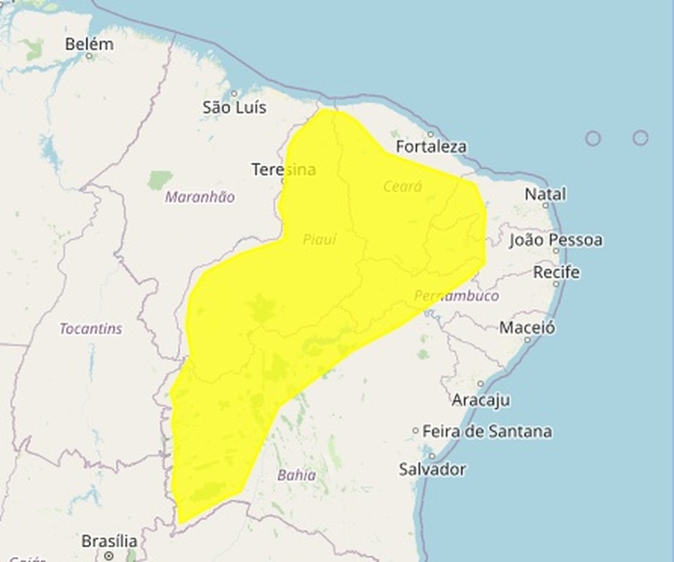  Inmet emite alerta amarelo de chuvas intensas para 92 cidades no Sertão da PB — Foto: Inmet/Reprodução