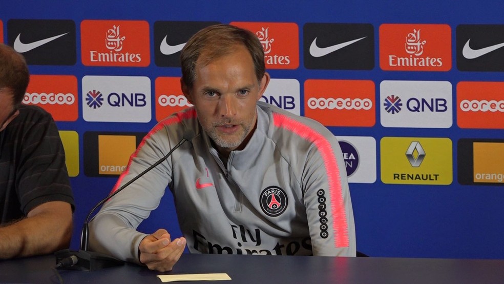 Thomas Tuchel concedeu entrevista coletiva nesta sexta (Foto: Tiago Leme / GloboEsporte.com)