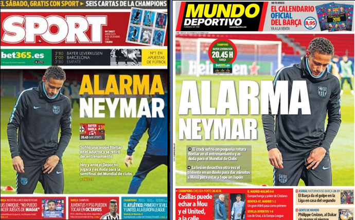 Neymar Jornais Mundo Deportivo e Sport (Foto: Reprodução / Mundo Deportivo)