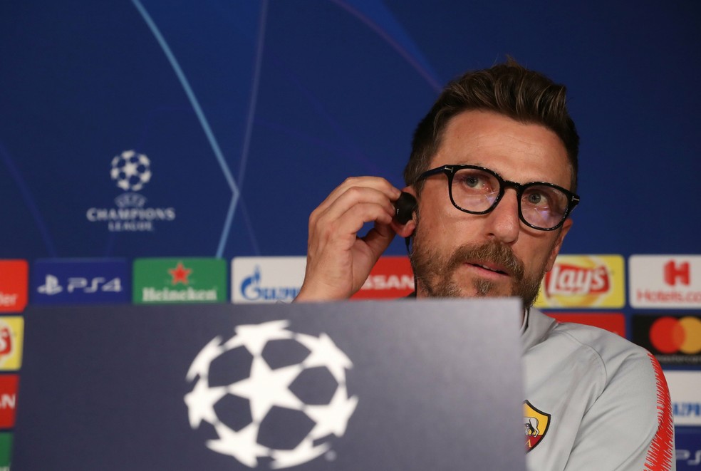 Di Francesco durante coletiva da Roma â€” Foto: REUTERS/Susana Vera