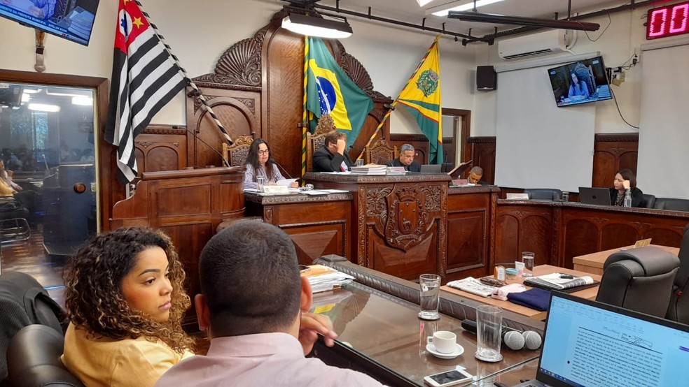 Suéllen Rosim em meio à leitura do relatório da CP — Foto: Mayky Araújo/TV Tem