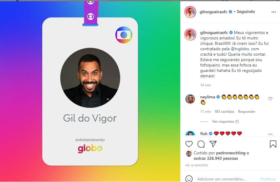 Gil Nogueira: contratado pela Globo (Foto: Reprodução Instagram)