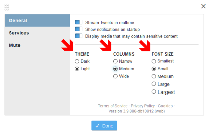 Alterando o tempo e tamanho das colunas e das fontes no TweetDeck (Foto: Reprodução/Lívia Dâmaso)