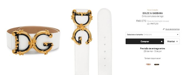 Cinto Dolce & Gabbana: R$ 8 mil (Foto: Reprodução / Instagram)