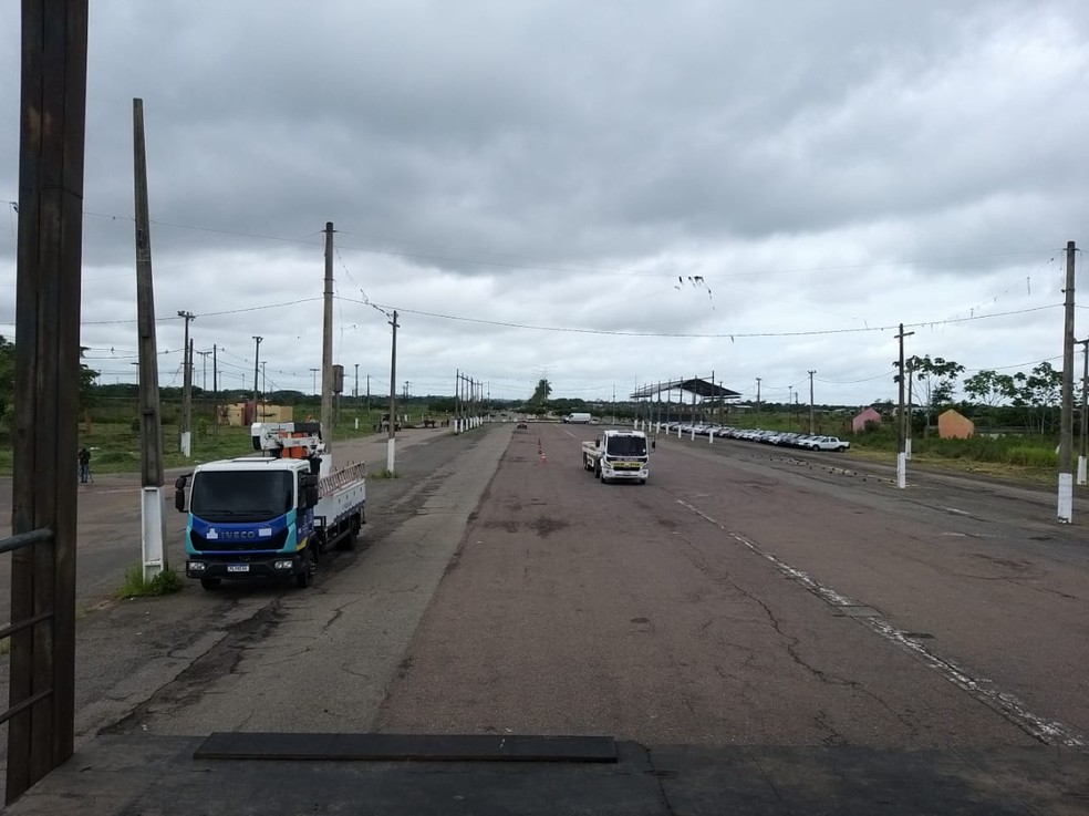 Estrutura para o réveillon em Rio Branco é montada no estádio Arena da Floresta  — Foto: Eldérico Silva/Rede Amazônica Acre 