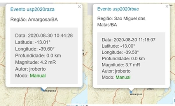 Centro de Sismologia da Universidade de São Paulo também registrou terremoto na Bahia — Foto: Reprodução/Site USP