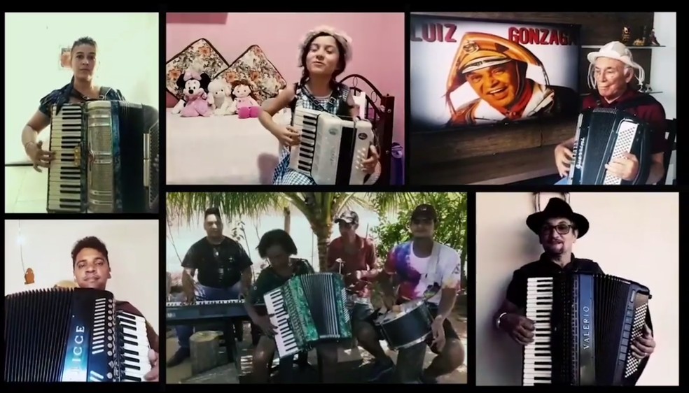 Dezenas de músicos do Piauí participam da Procissão das Santonas respeitando distanciamento social — Foto: Reprodução/ Colônia Gonzaguiana