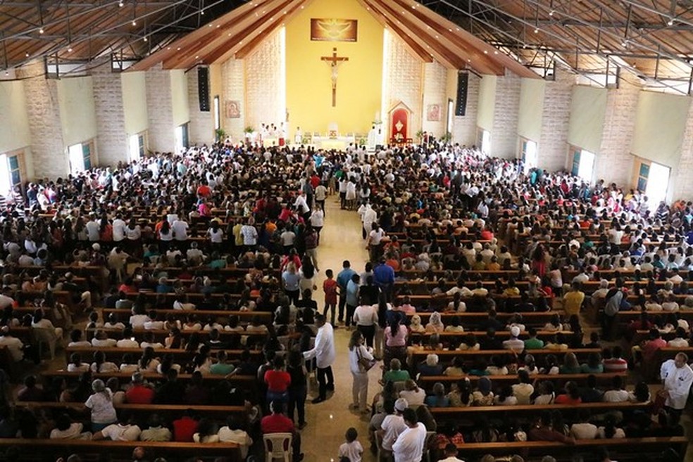 Celebrações do dia 13 de Maio levam milhares de romeiros ao Santuário de Fátima na cidade de São Benedito, no interior do Ceará. — Foto: Divulgação 