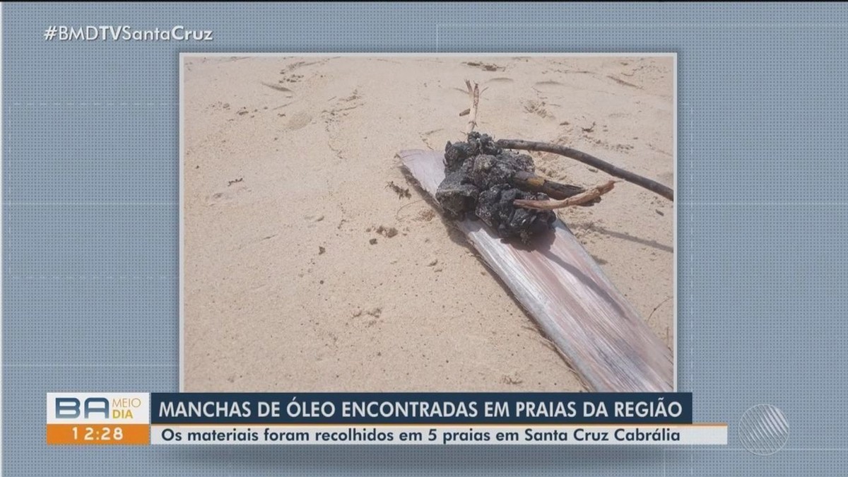 Machas de óleo são encontradas em praias de cidade do sul da Bahia