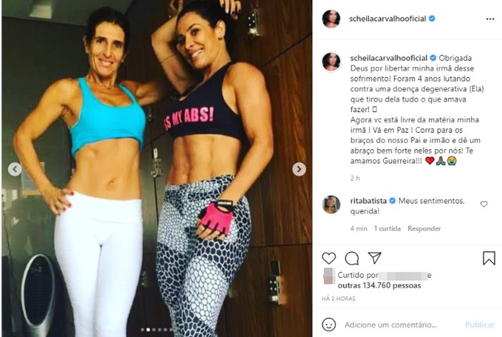 Irmã de Scheila Carvalho morre após doença degenerativa — Foto: Reprodução / Redes Sociais