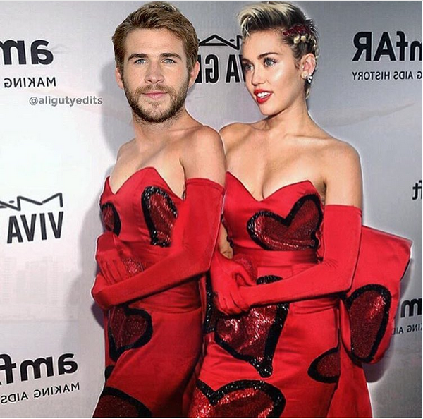 A montagem de Miley Cyrus com o noivo, o ator Liam Hemsworth (Foto: Instagram)