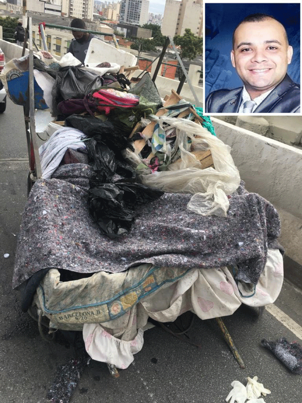 Corpo do PM Daniel Alves de Lima foi encontrado nu embaixo de cobertas dentro de carroça na região da Cracolândia, no Centro de São Paulo — Foto: Reprodução/Redes sociais