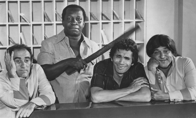 Os Trapalhões Renato Aragão, Mussum, Dedé Santana e Zacarias, em 4 de outubro de 1979