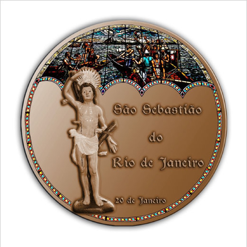 Medalha de São Sebastião criada pela Casa da Moeda do Brasil (Foto: Divulgação/Casa da Moeda)