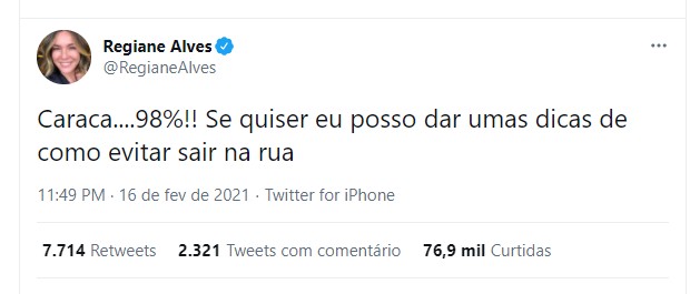Regiane Alves faz piada com rejeição de Nego Di (Foto: Reprodução/Twitter)