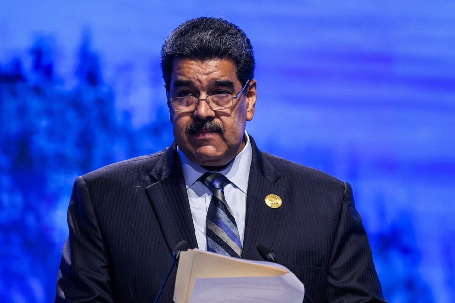 Presidente da Venezuela, Nicolás Maduro, durante pronunciamento na COP27, a conferência climática da ONU, em Sharm el-Sheikh, no Egito