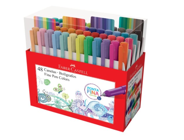 Caneta Ponta Fina, Faber-Castell, Fine Pen Colors, 48 Cores (Foto: Reprodução/ Amazon)