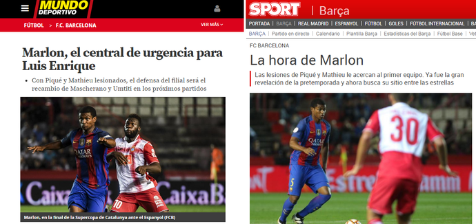Marlon Barcelona imprensa catalunha (Foto: Reprodução) Marlon Barcelona imprensa catalunha (Foto: Reprodução)