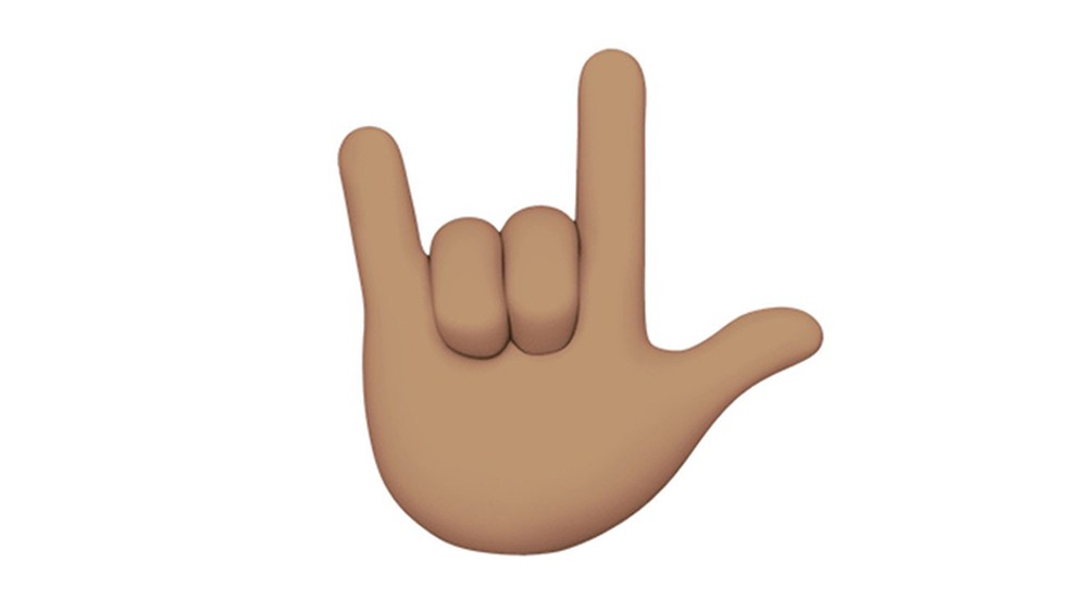 Emoji de Eu Te Amo em linguagem de sinais americana do iOS 11 (Foto: Reprodução/Emojipedia)
