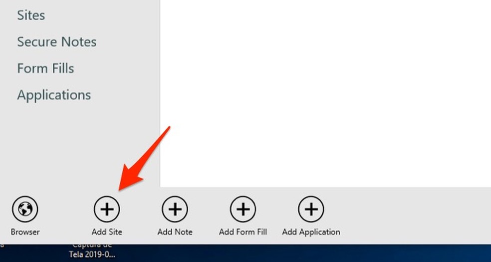 Ação para adicionar dados de acesso a um site no software LastPass para Windows — Foto: Reprodução/Marvin Costa