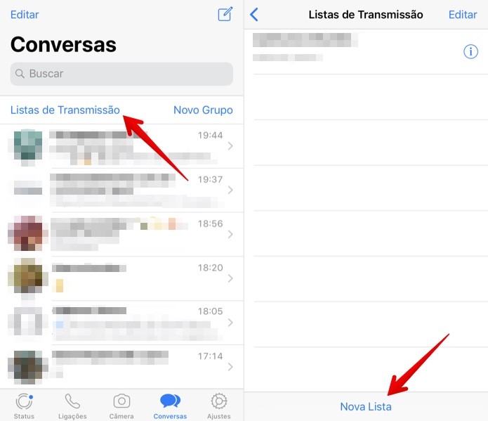Crie lista de transmissÃ£o no WhatsApp para iPhone â Foto: ReproduÃ§Ã£o/Helito Beggiora